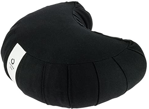 Tierra Zen Kapok Meditationskissen halbmondförmig Baumwolle 33 x 27 cm, Noire, 33 x 27 cm