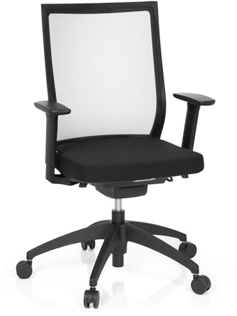 hjh OFFICE 657620 Profi Bürostuhl Aspen Stoff/Netz Schwarz Drehstuhl ergonomisch, selbstheilender Netzrücken, höhenverstellbar