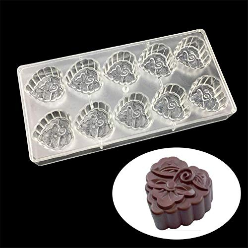 VAK Valentinstagsgeschenk, Schokoladenförmchen in Herzform aus Kunststoff (PC), Backform mit Herz- und Blumenmuster, Kunststoff-Backformen, Backblech für Bonbons, Gelee und Pudding – 14,5 x