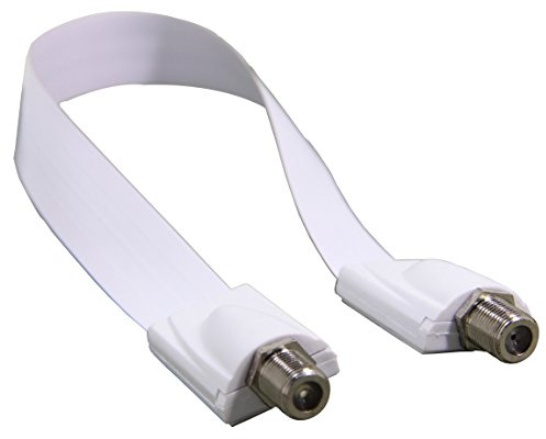 Ancable Window and Door Feed Thru Jumper Cable,1-Pack 1ft (32cm) F-Type Female to Female Flat Coax TV Cable Extension Adapter for Antenna, DirectTV and Dish Tailgater, White,Ultra Slim Paper Thin