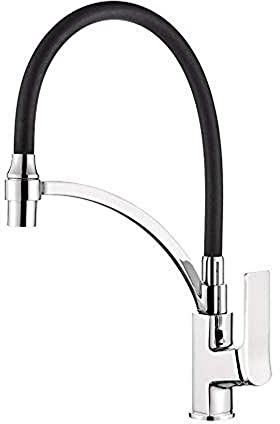 Ibergrif M14004-2 Rubinetto Lavello Cucina Nero, Rubinetto Cucina con Doccetta Estraibile, Miscelatore Lavello con Bocca Flessibile, Miscelatore Cucina con Doccetta Estraibile, Rotazione a 360°