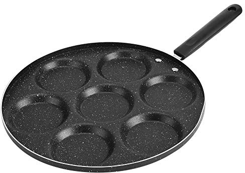 Mumusuki Padella Pancake, 7 Fori Padella Antiaderente Fritte Padella Multifunzionale Padella per Pancake con Maniglia per Preparare Pancakes, Hamburger o Uova