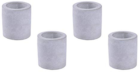 4er Set Kerzenhalter in Betonoptik 6,5 x 6 cm, Kerzenständer in grau für Spitzkerzen, Tafelkerzen, Stabkerzen oder auch Teelichte