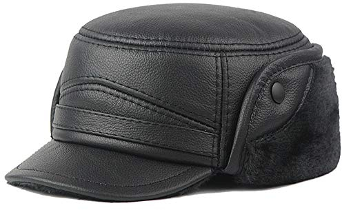 DongBao Herren Leder Baseball Hut Winter Kunstpelz Ohrenklappe Trapper Jagdhut Militär Army Cap mit Ohrenklappen