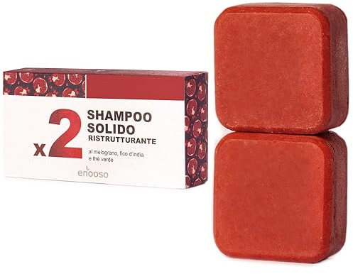 Enooso - Festes Shampoo für Trockenes Haar - Bio Duschgel Ohne Seife Stück mit Granatapfel, Kaktusfeige, Aloe und Sheabutter - 100% Vegan & Plastikfrei 130g