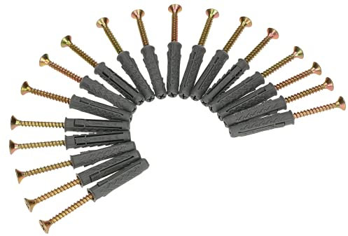 KOTARBAU® 15 x Tacos universales con tornillos para madera 10 x 80 mm, Tacos y tornillos, Tacos para fijación en hormigón, ladrillo, yeso y más, Tacos multiusos, 15 unidades