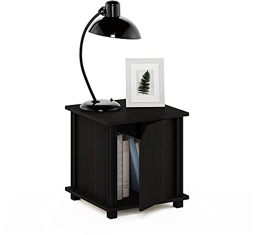 Furinno Simplistic End Table with Storage, Espresso/Black