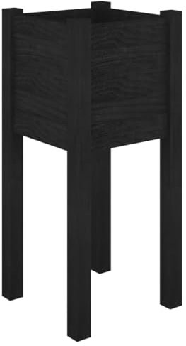 vidaXL Massivholz Kiefer Pflanzkübel Hochbeet Pflanzbeet Gemüsebeet Pflanzkasten Blumenbeet Blumenkasten Blumenkübel Frühbeet Schwarz 31x31x70cm