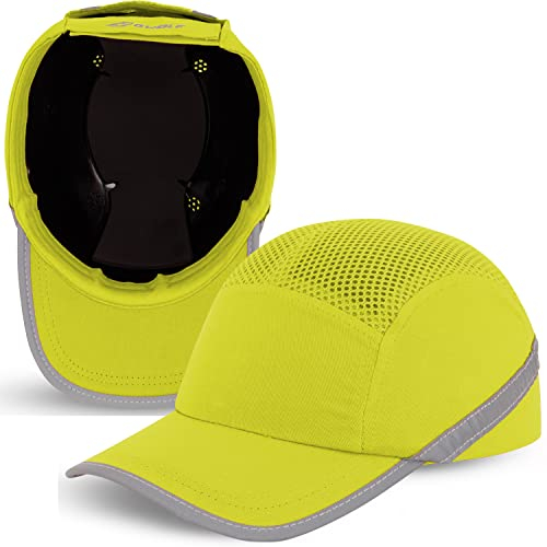 ﻿BWOLF TRIVOR Caschetto Antinfortunistico Cappello di Protezione Berretto da Lavoro Casco da Lavoro con Calotta in ABS EN 812 e Strisce Riflettenti, giallo