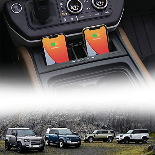BraveKing Kabelloses Ladegerät Auto für Land Rover Defender 90 110 130 2020 2021 2022 2023, Schnellladendes Handy-Ladegerät für Landrover Defender X/X-DYNAMIC/V8/CARPATHIAN Edition Innenausstattungs