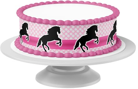 Tortenband Pferd essbar - 4 Stück á 24cm x 5cm passend für Torten bis 30 cm zum mitessen - kreative Dekoration für Torten