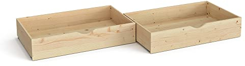 VitaliSpa Everest 98x20 Lit Moderne Tiroir à Roulettes Chambre d'Enfant Accessoires Jouets Tablette Pin Massif Tour de Jeu (Nature)