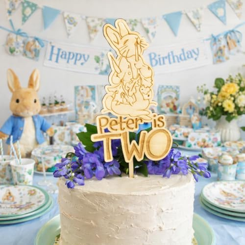 Personalised Peter Rabbit Cake Topper, 1st Birthday Wooden Cake Topper, Childrens Cake Topper, Peter Rabbit Party Cake, Cake Decorations
