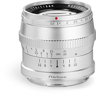 TTArtisan Objectif 50 mm f1.2 APS-C Corps en métal Compatible avec Monture Fuji FX – Argent