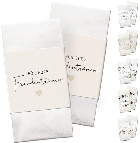 Freudentränen Taschentücher Banderole Mit Klebepunkte - Hochzeit Vintage - Kirche - Hochzeits Ideen - Heart 50 Stück