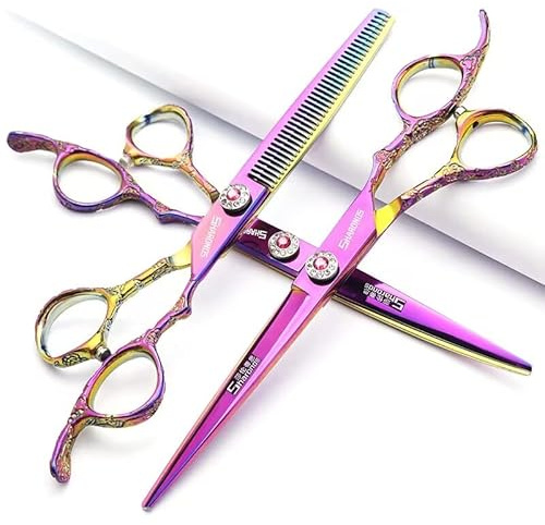 Tijeras de corte de pelo profesionales de 6/7 pulgadas, tijeras de corte de pelo afiladas de acero inoxidable, tijeras especiales para peluqueros. (1, 7 pulgadas - 3pc - B)