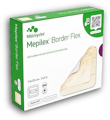 Mepilex Border Flex 7,5 x 7,5 cm självhäftande, mjukt silikonskumförband, sterilt förband, 5 st.