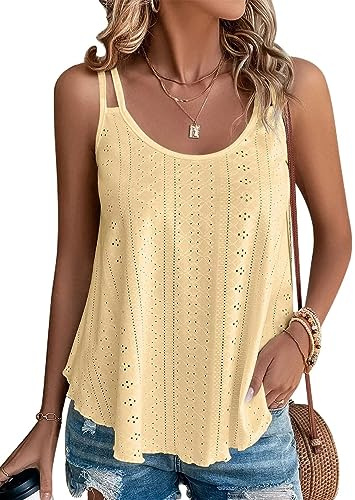 DUOEASE Camisetas de Tirantes Mujer Cuello Crew Moda Camiseta Sin Mangas Elegant Verano Tshirt