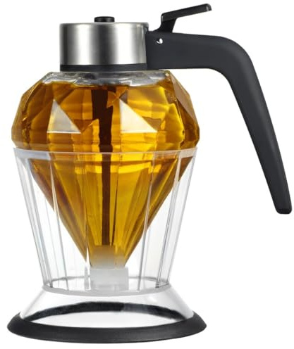 Kapmore No-Drip Eleganter Honigspender aus Glas – Diamantschliff-Design – 200 ml – Mehrzweck-Soßendose