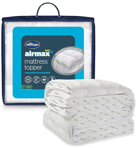 Silentnight Airflow 1000 King Madrassöverdrag – extra tjock djupmonterad madrassförstärkare med 10 cm tjock dämpning, nätsidor för att öka luftflödet och elastiska remmar – kung – 200 x 150 cm