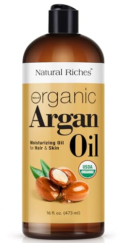 Natural Riches Organic Argan Oil of Morocco 16oz Penetrating Hair oil Deep Moisturizing Serum for Dry, Damaged & Coarse Hair pure Moroccanoil Cold Pressed for Hair, Face and Body