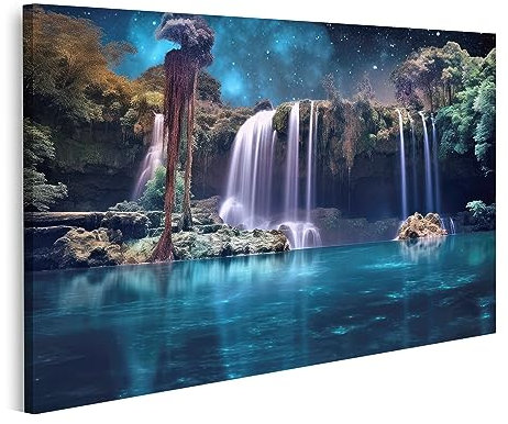 islandburner Prime Bild auf Leinwand Schönheit Wasserfall Beleuchtet Ätherisches Glühen Mondlicht Erfahrung Bilder Wandbilder Poster
