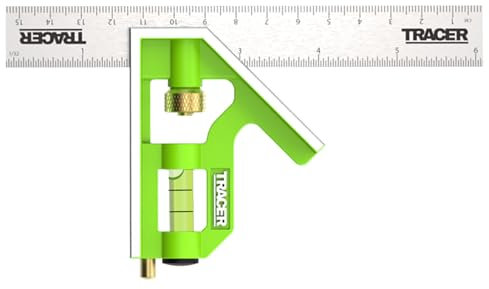 TRACER Combination Square 150mm (6 Inch). 45/90 degree Measuring Tool with built in Spirit Level and Scribe Tool. Metric & Imperial scales. Stainless Steel