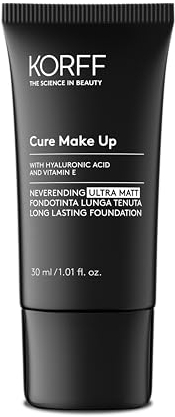 Korff Neverending Ultra Matt Fondotinta Lunga Tenuta fino a 8 ore, Effetto Matt, con Acido Ialuronico, Vitamina E, SPF30, Noisette, 30 ml