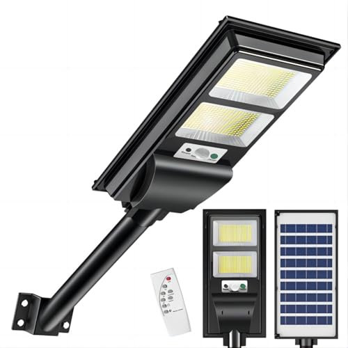 Viugreum 4 Stück 200W LED Solar Straßenlaterne mit Fernbedienung, 6500K Straßenleuchte Solarlampen für Außen mit Bewegungsmelder, IP65 Wasserdicht Solar Wegeleuchte