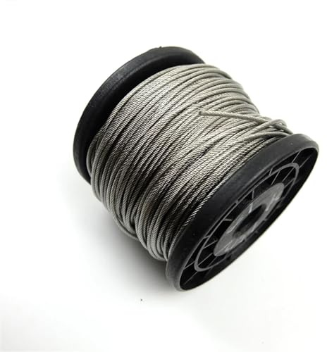 GSJNHY Cable Metálico 50 Metros 0,5-3mm Recubierto de PVC Cuerda de Alambre Trenzado de Acero Flexible Cable Suave tendedero de Acero Inoxidable Transparente(1mm)