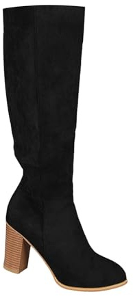 Botines para mujer con tacón, botas de ante estilo occidental, elegantes botas de tacón alto, botas con cremallera, botas de caña ancha, botas altas hasta la rodilla, botas de invierno, tallas 36-43
