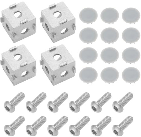 LT Easiyl 3-Wege-Eckwinkel, Würfel, 20 x 20 x 20 mm, 3-Wege-Aluminium-Legierungsblock für Aluminium-Extrusionsprofil, 3D-Drucker-Zubehör mit Schrauben, 4 Stück