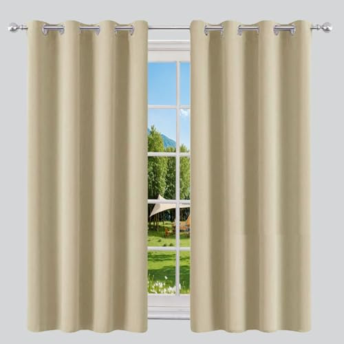 LIUNADM Rideau Thermique Lot de 2 270 x 210 cm Thermiques Isolants, avec Oeillets Rideau Phonique Anti Bruit Chambre pour Toutes Les Saisons pour Chambre, Salon, Bureau, Couleur Crème