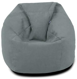 rucomfy Classic Kids Beanbag - Veneto - Durable Fabric - Grey | Soft Childrens Seating - Pre-Filled Armchair Bean Bag Seating - Machine Washable Cover - 60x65x65cm
