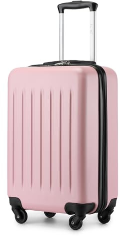 KONO Hartschale Koffer Trolley Rollkoffer Handgepäck Koffer Zwillingsrollen ABS Handgepäck Bordgepäck 4 Rollen, 55cm 20 Zoll(Pink)