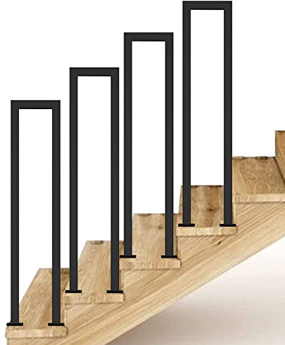 Übergangshandlauf für Gartentreppengeländer für Terrassenbeläge und Balkone, Handlaufpfosten für 1 Stufe, 35–100 cm Außenhandläufe, Metall, mattschwarzes Schmiedeeisen (Größe: 45 cm (1,5 Fuß