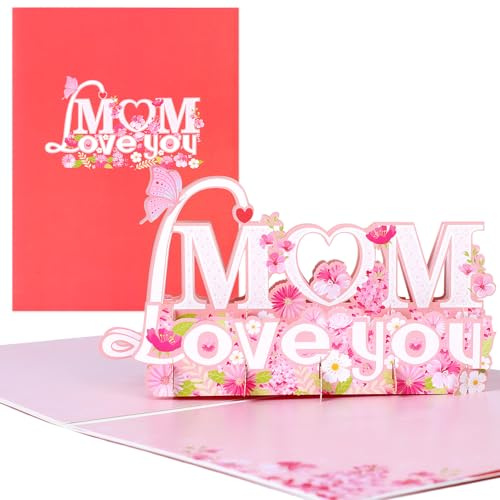 SULOLI 3D Muttertagskarte,Geburtstagskarte für Mama Special,3D Pop Up Grußkarte Muttertag mit Schönen Papier-Cut für Mama Geburtstag Frau