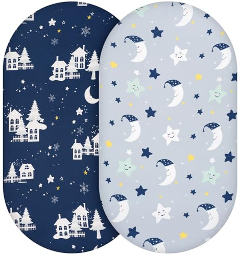 Yukkidds Spannbettlaken Kinderwagen 81x41 cm Stubenwagen Matratzenbezug | Weich & Atmungsaktiv Mikrofaser, 2er Pack Bettlaken Spannbetttuch für Beistellbett & Babybett 40x80, Dunkelblau