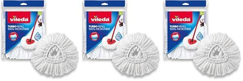 Vileda Turbo Easy Wring & Clean Classic Ersatzmoppkopf, geeignet Schleudermopp-Bodenwischer, für alle harten Böden, entfernt über 99% der Bakterien nur mit Wasser*, 3er Pack