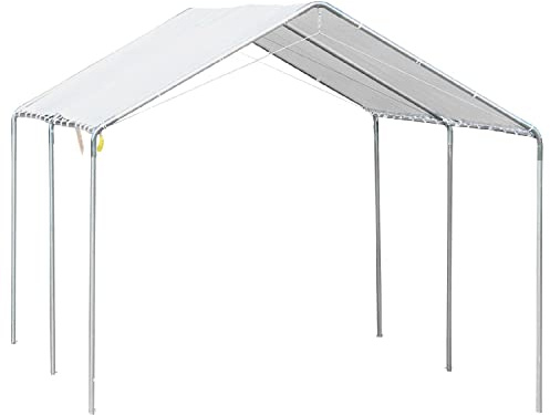 DecHome - Gazebo Auto Tenda Garage Moto Bici 6x3 mt in Acciaio/Tessuto colore Bianco