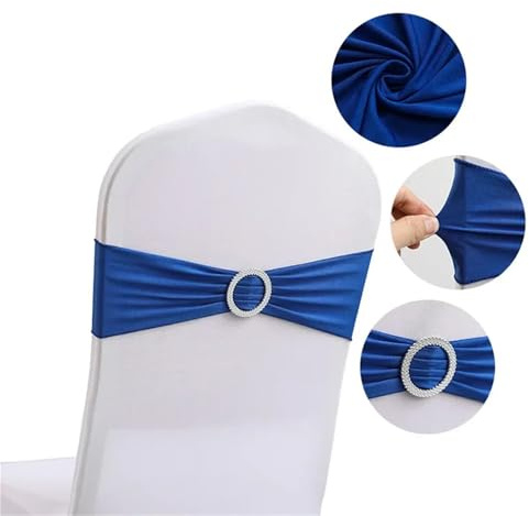 GMVZGQW 20 bandas elásticas de poliéster y elastano para sillas, lazos con hebilla deslizante para bodas, banquetes, fiestas, decoración para fiestas (azul rey)