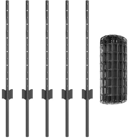 vidaXL Fence with Post Grey 0.6 x 10 m Steel and PVC, Adjustable Outdoor Enclosure, Modern Garden Fence, Durable Space Divider, Versatile Privacy Partition for Backyards