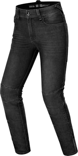 SHIMA Ridge Jeans Moto Hombre Protectores GFLEXX Homologado Cordura Ajustado Textile Vaqueros Urbano Pantalón Protección de Rodilla Ventilado Elástico Ropa de Verano (Masculinos, Negro, 34/34)