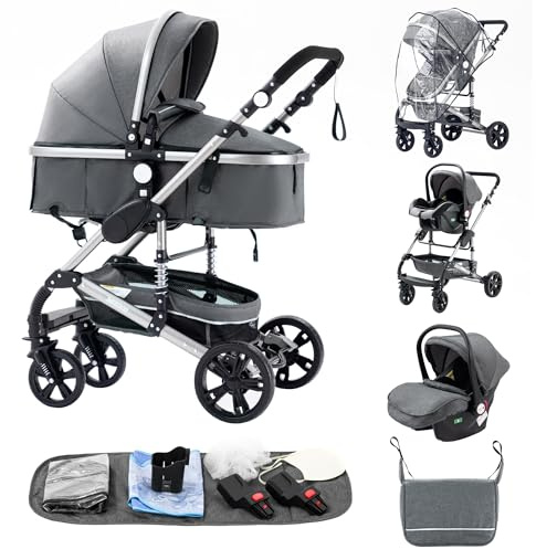 Alyikou Passeggino Trio, combinazione 3 in 1 passeggino cittadino pieghevole di lusso