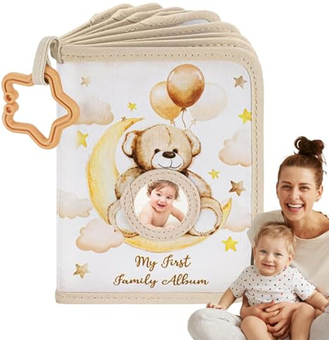 Álbum Familiar Inicial Para Bebés | Álbum Familiar de Fotos de Tela Suave para Bebés | Educativo Recuerdo Guarda 17 Fotos Decoración para el Hogar el Dormitorio Cunas Viaje y Cochecitos