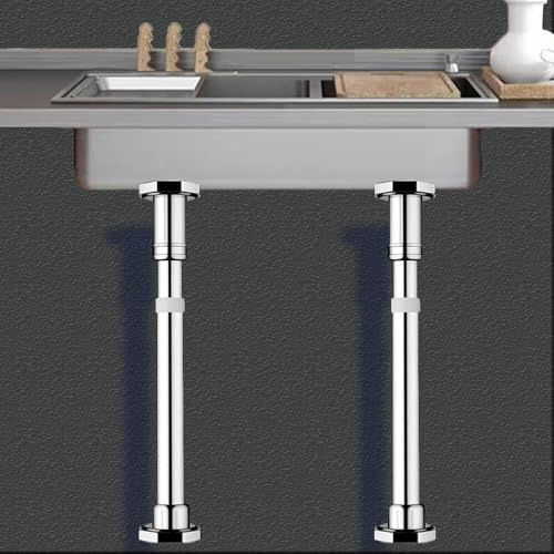 Pieds de Support d'évier télescopiques réglables - Support sous Plan sans perçage pour armoires de Cuisine et de Salle de Bain, Hauteur 70-120 cm - Pieds de Meuble Robustes