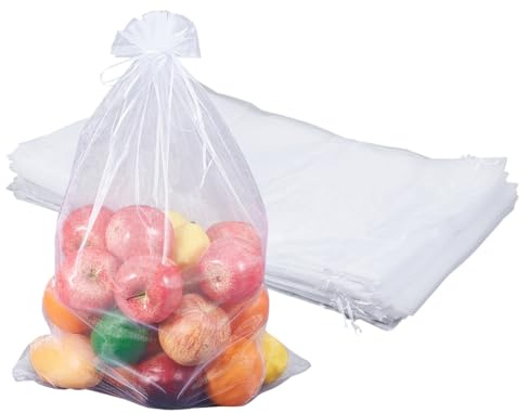 DELORIGIN 50 Stück 15x24 Zoll Große Organzabeutel Mit Kordelzug Netz Geschenkbeutel Schmuckbeutel Festival Hochzeit Party Geschenkbeutel Für Weihnachten Valentinstag Geburtstag Süßigkeiten (Weiß)
