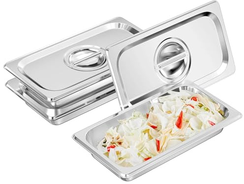 Crynvor Edelstahl Warmhaltebehälter, Panierschalen Set 3-teilig, Gastro Behälter, Metall Panierstraße Rechteckig, Gastronormbehälter, Rechteckige Panierset, Panier-Set für Schnitzel, Fleisch, Fisch
