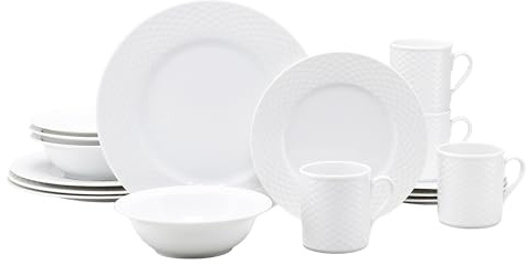 CreaTable, 24643, Serie Polo Weiss, 16-teiliges Geschirrset für 4 Personen, Kombiservice aus Porzellan, spülmaschinen- und mikrowellengeeignet, Qualitätsproduktion