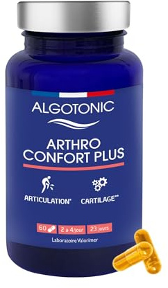 Algotonic - Arthro Confort Plus - Complément Alimentaire Naturel pour Articulations et Cartillages - Gélules - Glucosamine, Chondroïtine, Curcuma, Manganèse, Vitamine C (60 gélules)